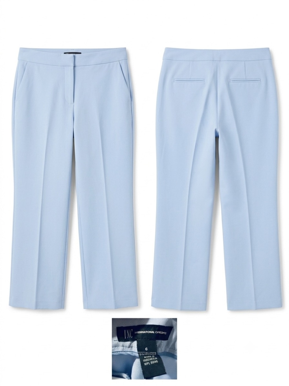 INC International Concepts Pale Blue Tailored Crop Trousers